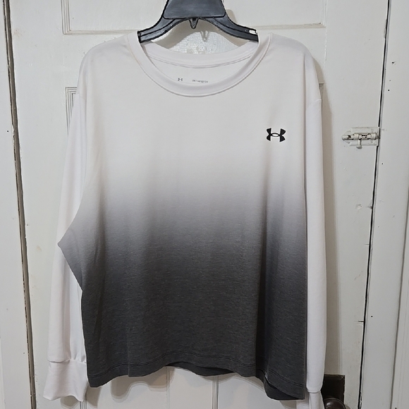 Under Armour Tops - Under Armour White and Gray Ombre Long Sleeve  Rival Gradient Terry Crew